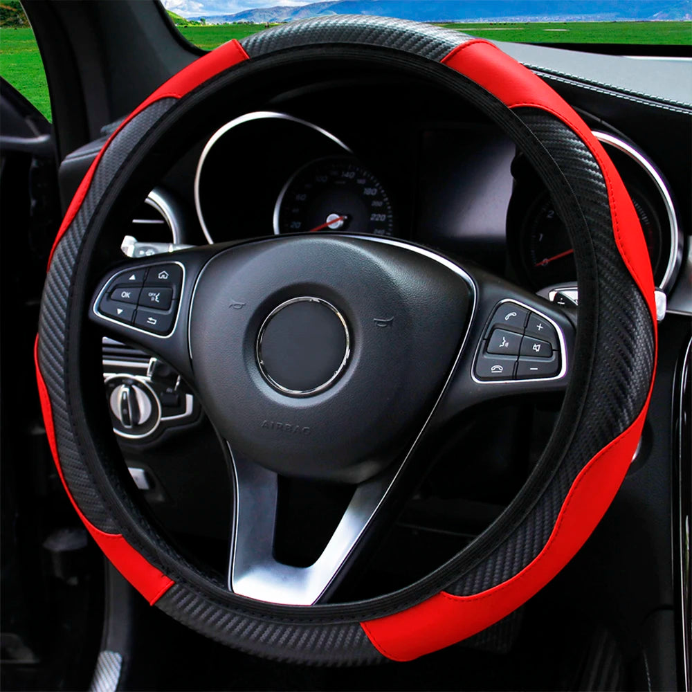 Leather Car Steering Wheel Cover