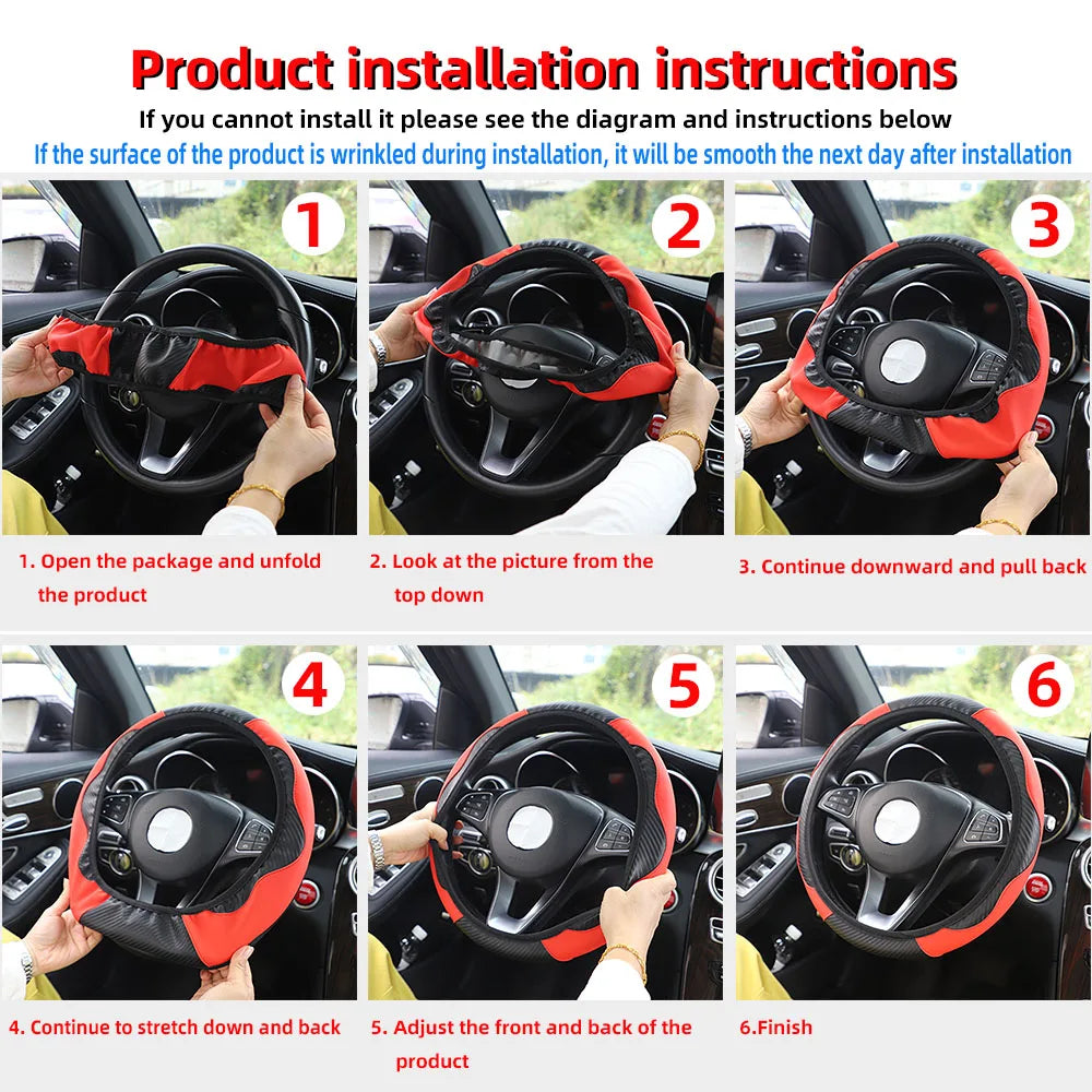 Leather Car Steering Wheel Cover