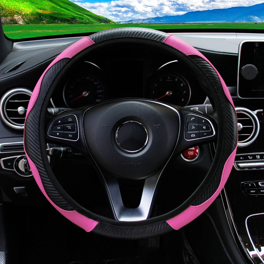 Leather Car Steering Wheel Cover