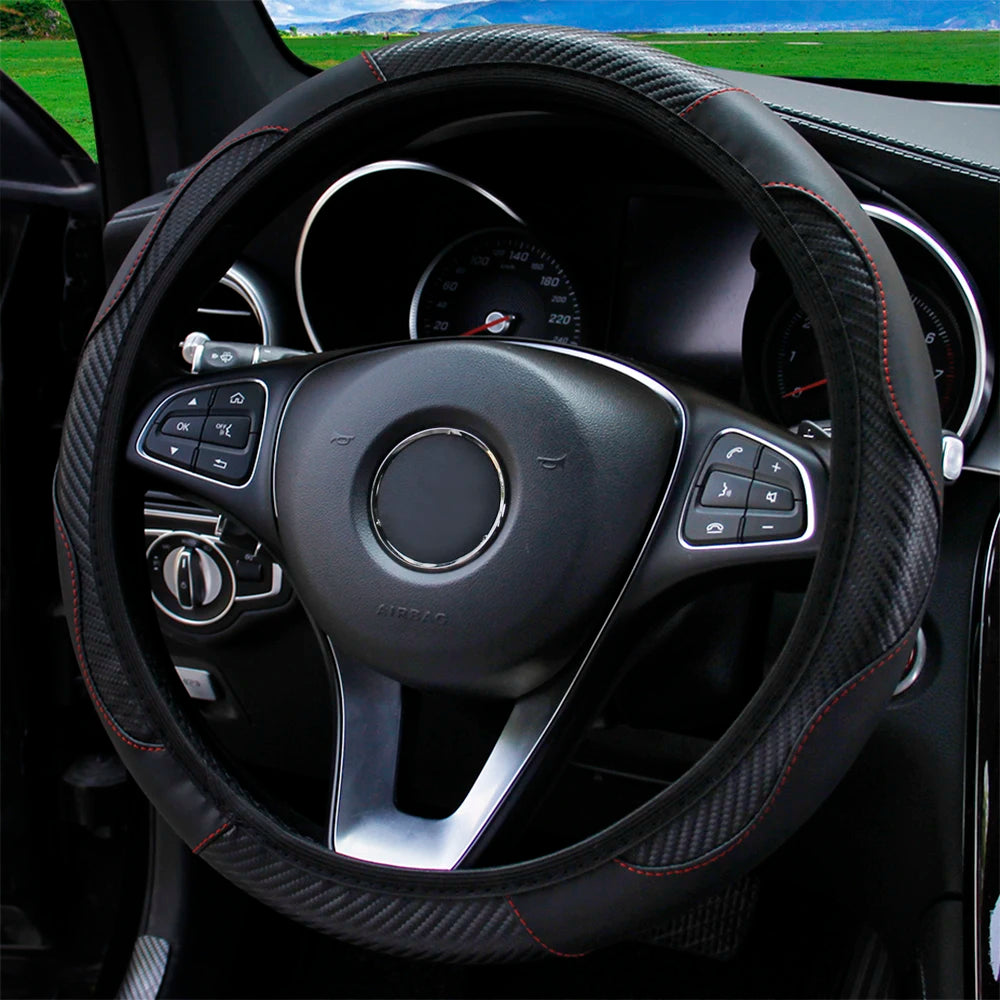 Leather Car Steering Wheel Cover