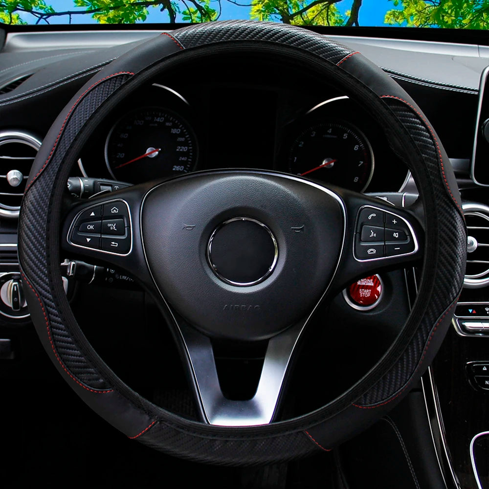 Leather Car Steering Wheel Cover