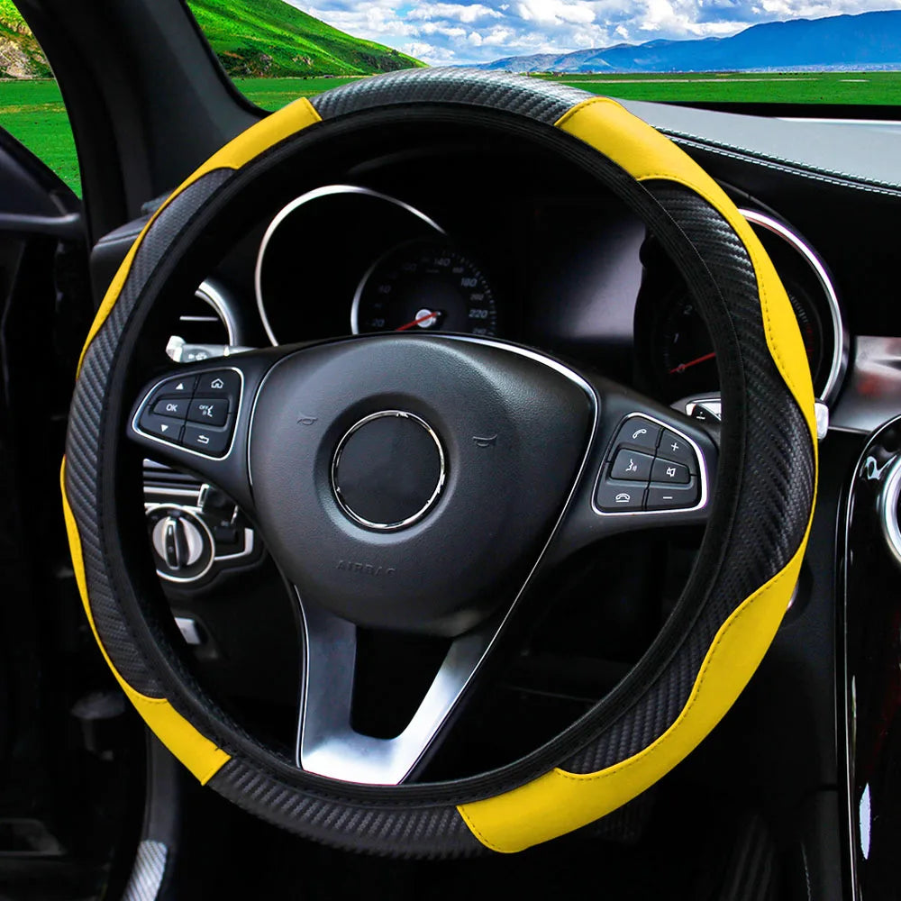 Leather Car Steering Wheel Cover